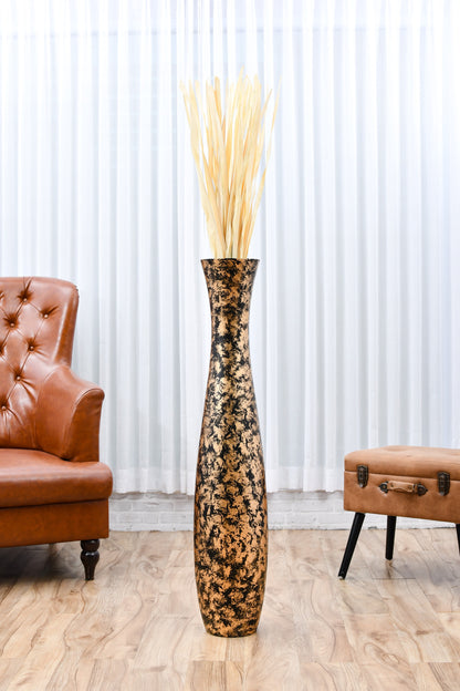 Large Mango Wood Floor Vase – Handcrafted Decorative Highlight from Thailand, 41 inches