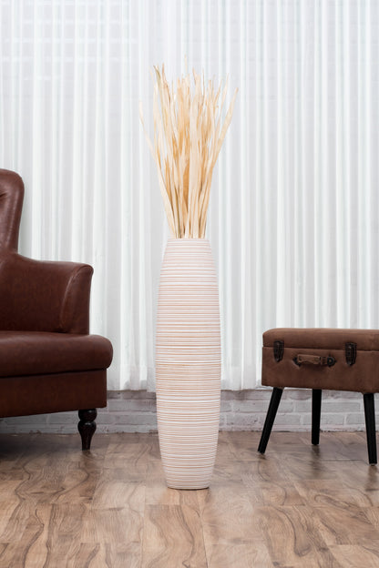 Large Mango Wood Floor Vase – Handcrafted Decorative Highlight from Thailand, 26 inches