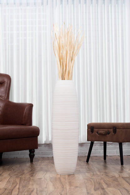 Large Mango Wood Floor Vase – Handcrafted Decorative Highlight from Thailand, 34 inches