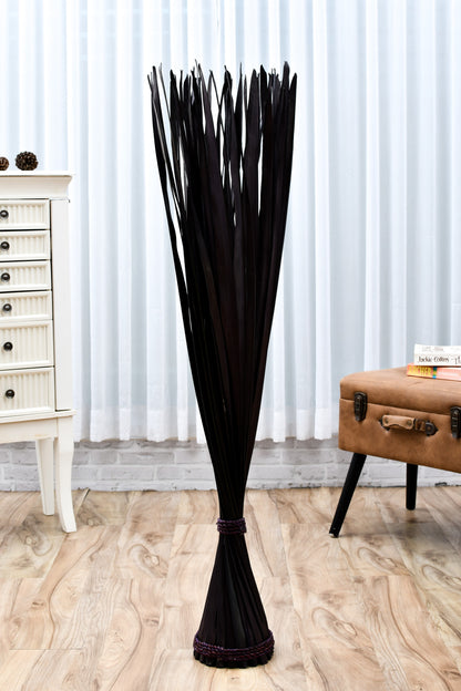 Freestanding Dried Grass Bundle – Natural Floor Decoration with Raffia Band, black brown, Palm Leaf- 47 inches