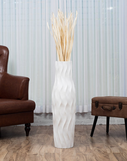 Large Mango Wood Floor Vase – Handcrafted Decorative Highlight from Thailand, 34 inches