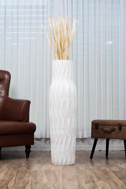 Large Mango Wood Floor Vase – Handcrafted Decorative Highlight from Thailand, 41 inches