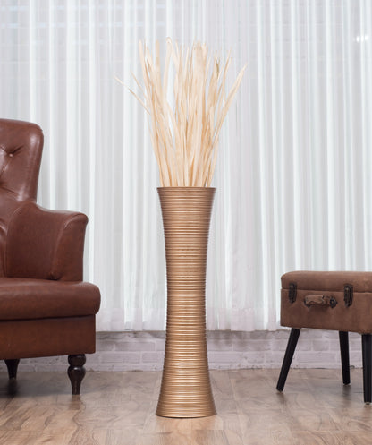 Large Mango Wood Floor Vase – Handcrafted Decorative Highlight from Thailand, 26 inches