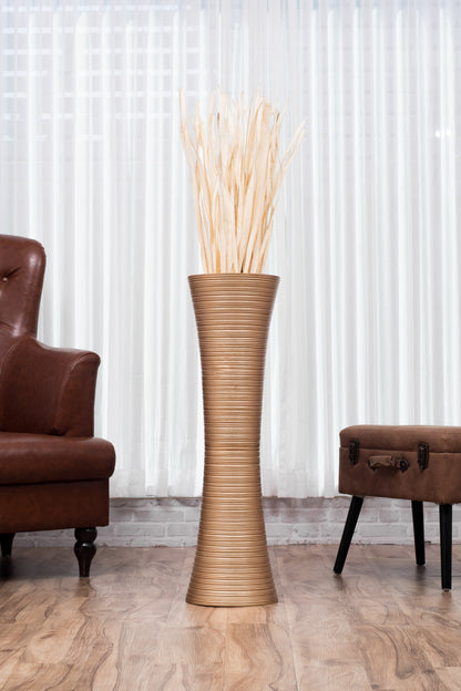 Large Mango Wood Floor Vase – Handcrafted Decorative Highlight from Thailand, 34 inches