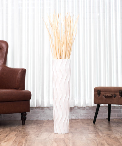 Large Mango Wood Floor Vase – Handcrafted Decorative Highlight from Thailand, 26 inches
