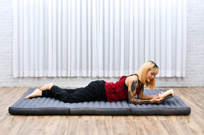 Kapok Folding Mattress – Thick Cotton Padded Guest Bed for Home, Sleeping & Mindfulness Corner, Cl13 - Grey, L: 79x39