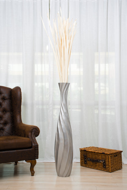 Large Mango Wood Floor Vase – Handcrafted Decorative Highlight from Thailand, 41 inches