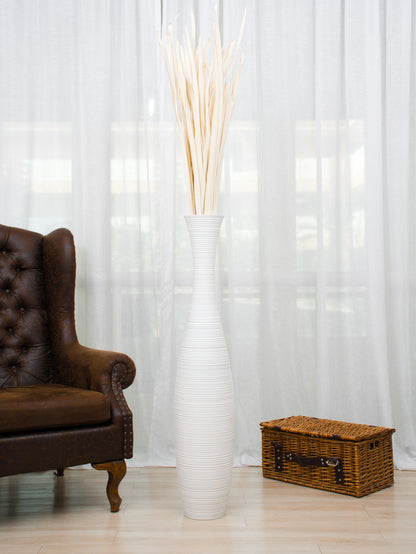 Large Mango Wood Floor Vase – Handcrafted Decorative Highlight from Thailand, 41 inches