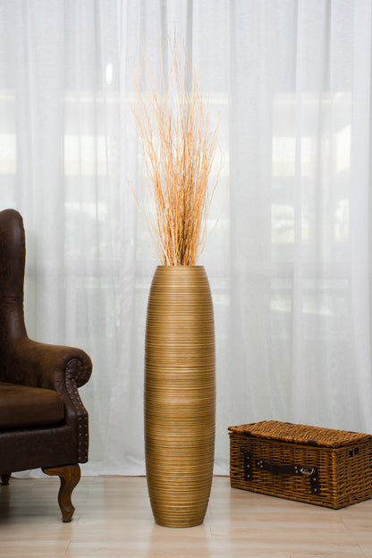 Large Mango Wood Floor Vase – Handcrafted Decorative Highlight from Thailand, 34 inches