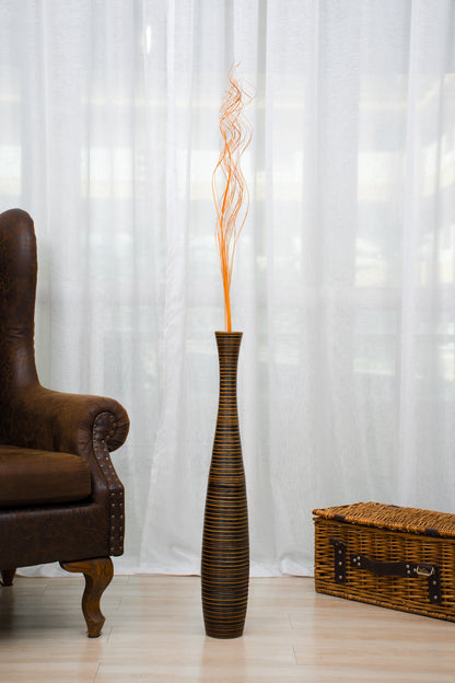 Large Mango Wood Floor Vase – Handcrafted Decorative Highlight from Thailand, brown, 26 inches