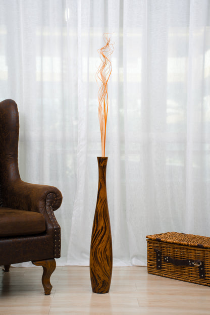Large Mango Wood Floor Vase – Handcrafted Decorative Highlight from Thailand, brown, light brown, 26 inches