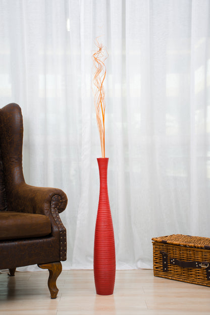 Large Mango Wood Floor Vase – Handcrafted Decorative Highlight from Thailand, 26 inches