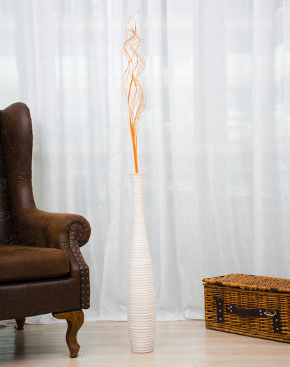 Large Mango Wood Floor Vase – Handcrafted Decorative Highlight from Thailand, 26 inches