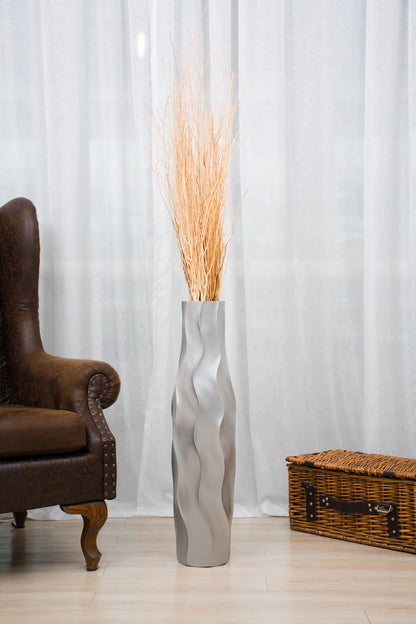 Large Mango Wood Floor Vase – Handcrafted Decorative Highlight from Thailand, 26 inches