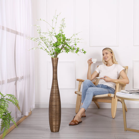 Large Resin Floor Vase – Stylish Waterproof Vase for Fresh & Dried Flowers, 34 inches