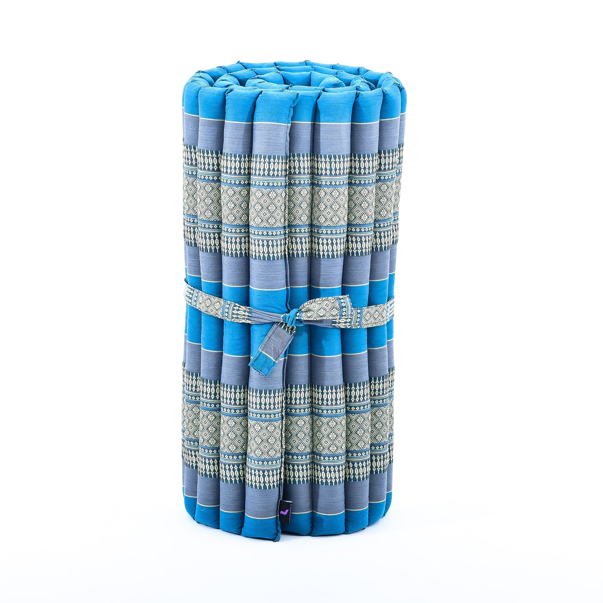 Kapok Roll-Up Mattress – Foldable Sleeping & Relax Mat with Cotton Cover for Home & Outdoor Use, Sf22 - Blue, M: 75x28