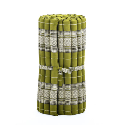 Kapok Roll-Up Mattress – Foldable Sleeping & Relax Mat with Cotton Cover for Home & Outdoor Use, Sf17 - Green, M: 75x28