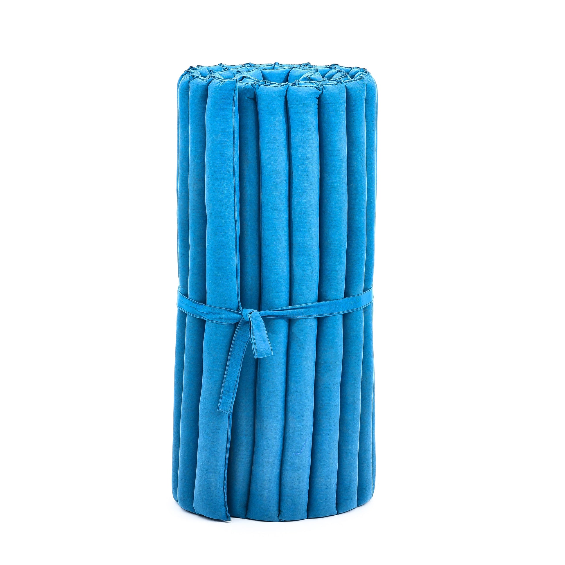 Kapok Roll-Up Mattress – Foldable Sleeping & Relax Mat with Cotton Cover for Home & Outdoor Use, Cl22 - Light Blue, M: 75x28