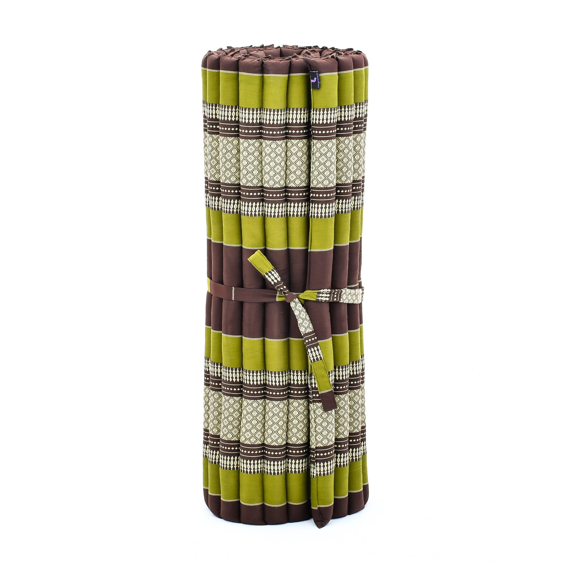 Kapok Roll-Up Mattress – Foldable Sleeping & Relax Mat with Cotton Cover for Home & Outdoor Use, Sf20 - Brown, Green, L: 75x39