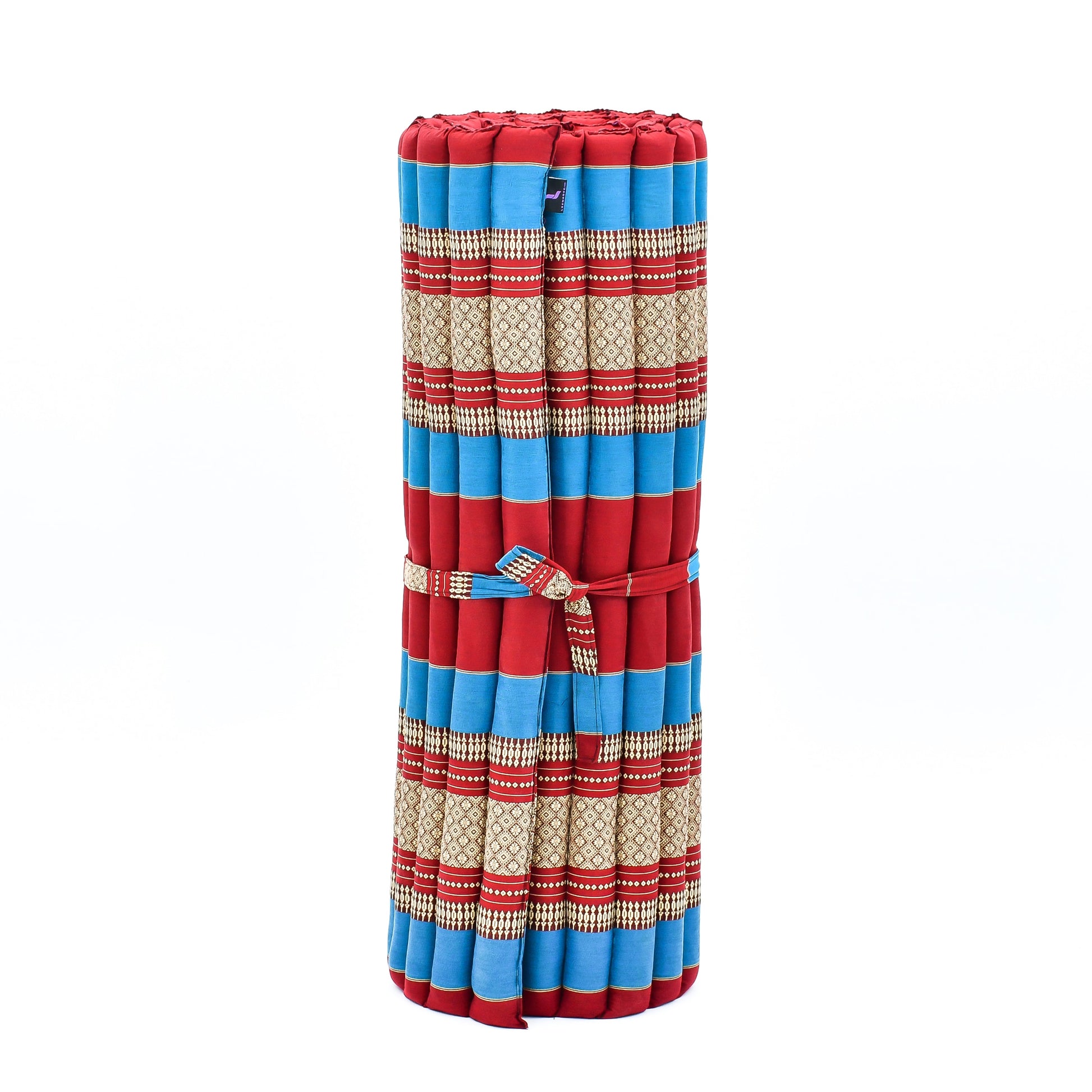 Kapok Roll-Up Mattress – Foldable Sleeping & Relax Mat with Cotton Cover for Home & Outdoor Use, Sf27 - Blue, Red, L: 75x39