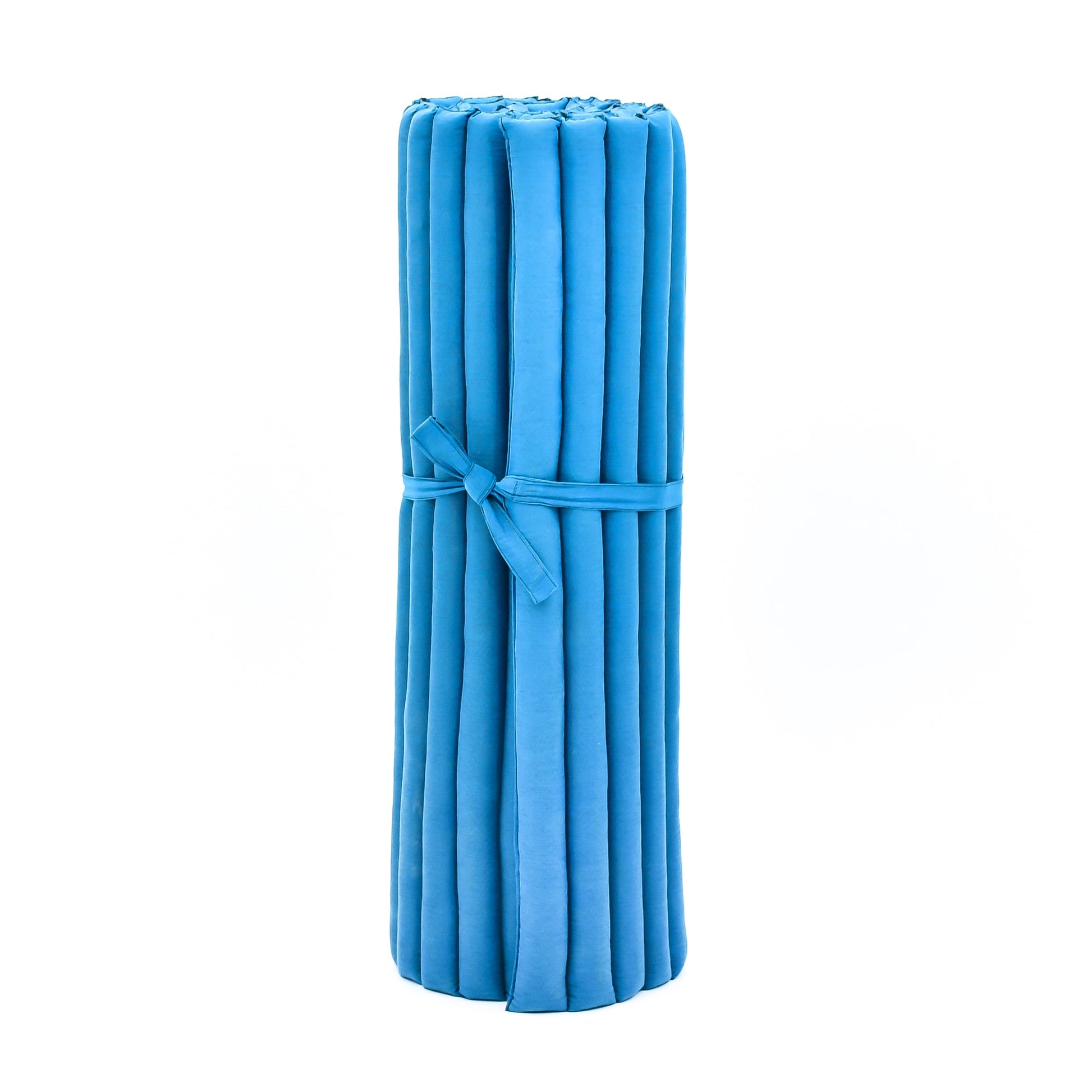 Kapok Roll-Up Mattress – Foldable Sleeping & Relax Mat with Cotton Cover for Home & Outdoor Use, Cl22 - Light Blue, L: 75x39