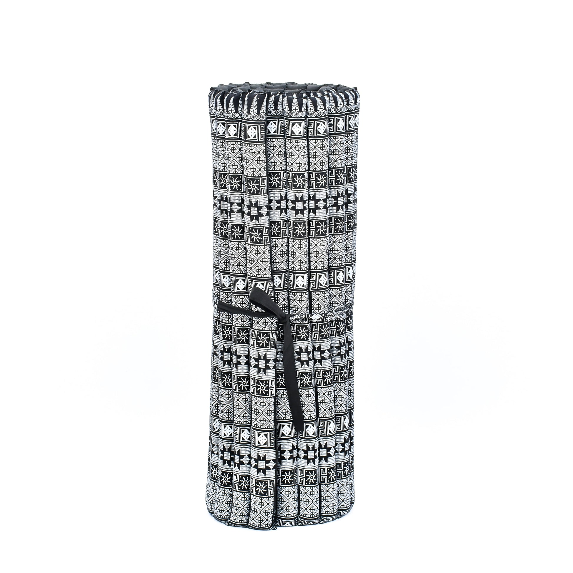 Kapok Roll-Up Mattress – Foldable Sleeping & Relax Mat with Cotton Cover for Home & Outdoor Use, Cbt4 - Black, L: 75x39