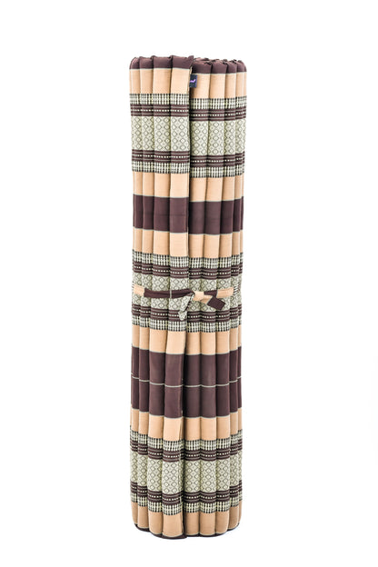 Kapok Roll-Up Mattress – Foldable Sleeping & Relax Mat with Cotton Cover for Home & Outdoor Use, Sf10 - Brown, XL: 75x57