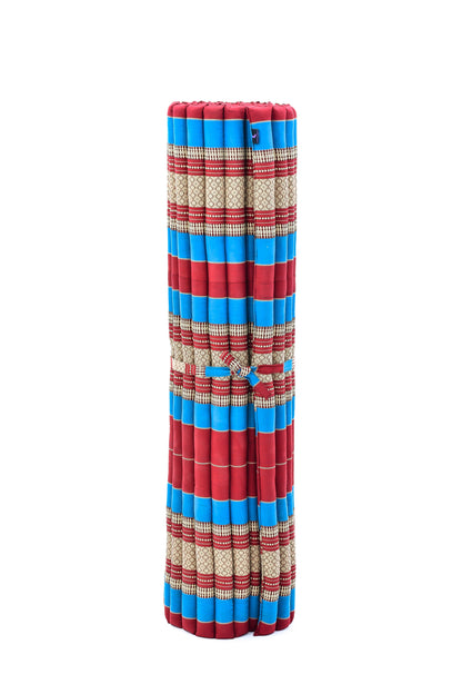 Kapok Roll-Up Mattress – Foldable Sleeping & Relax Mat with Cotton Cover for Home & Outdoor Use, Sf27 - Blue, Red, XL: 75x57