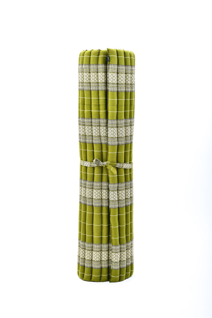 Kapok Roll-Up Mattress – Foldable Sleeping & Relax Mat with Cotton Cover for Home & Outdoor Use, Sf17 - Green, XL: 75x57
