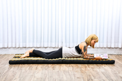 Kapok Folding Mattress – Thick Cotton Padded Guest Bed for Home, Sleeping & Mindfulness Corner, Sf03 - Black, Orange, M: 79x28