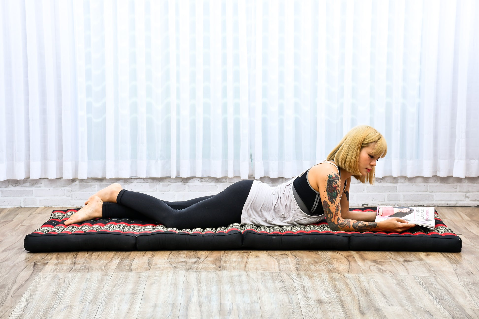 Kapok Folding Mattress – Thick Cotton Padded Guest Bed for Home, Sleeping & Mindfulness Corner, Sf13 - Red, Black, M: 79x28