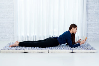 Kapok Folding Mattress – Thick Cotton Padded Guest Bed for Home, Sleeping & Mindfulness Corner, El1 - Blue, M: 79x28