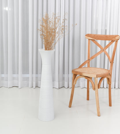Large Mango Wood Floor Vase – Handcrafted Decorative Highlight from Thailand, white, 26 inches
