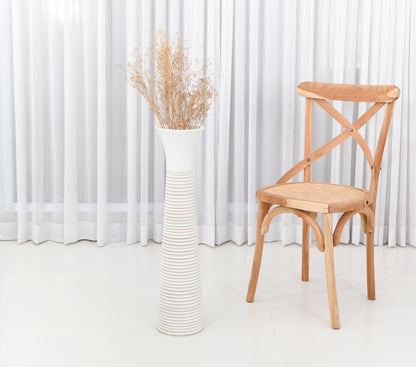 Large Mango Wood Floor Vase – Handcrafted Decorative Highlight from Thailand, white wash, 26 inches