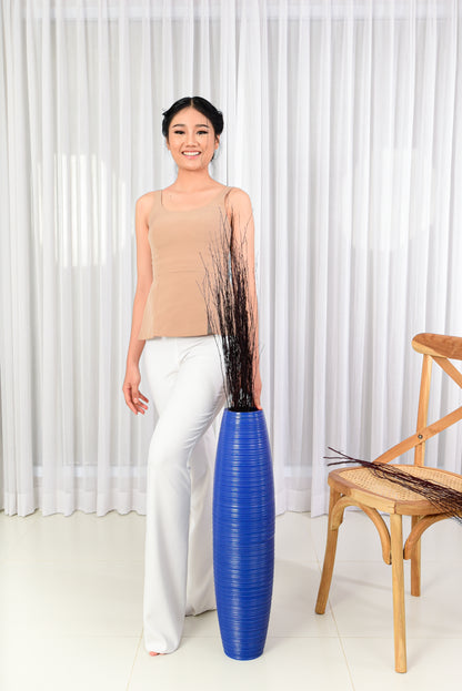 Large Mango Wood Floor Vase – Handcrafted Decorative Highlight from Thailand, 26 inches