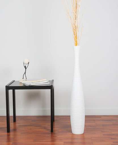 Large Mango Wood Floor Vase – Handcrafted Decorative Highlight from Thailand, 26 inches