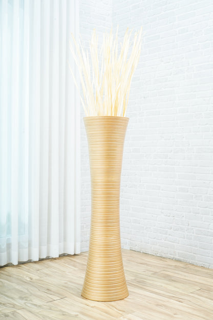 Large Mango Wood Floor Vase – Handcrafted Decorative Highlight from Thailand, 41 inches