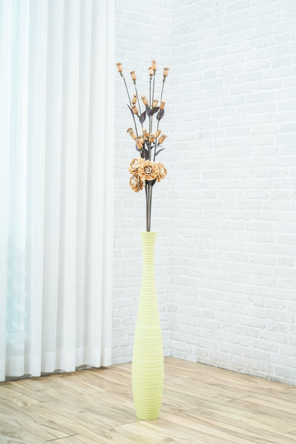 Large Mango Wood Floor Vase – Handcrafted Decorative Highlight from Thailand, 26 inches