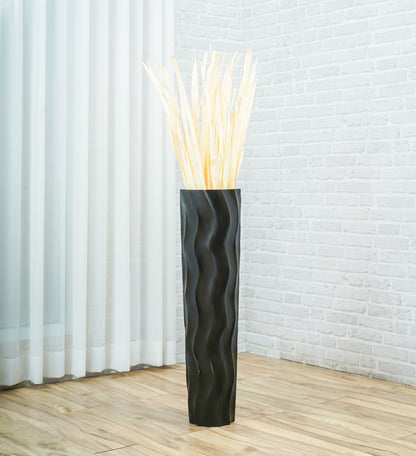 Large Mango Wood Floor Vase – Handcrafted Decorative Highlight from Thailand, 26 inches