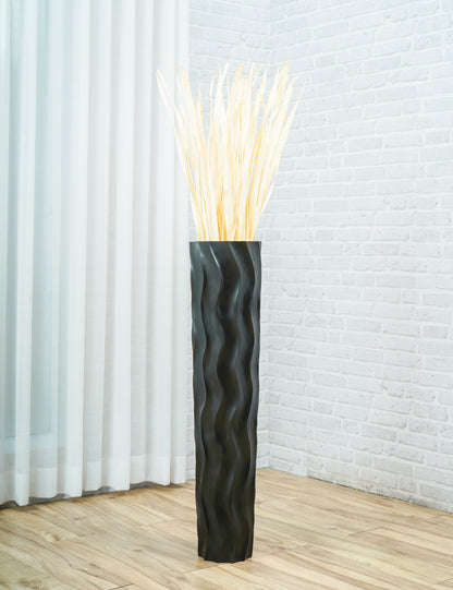 Large Mango Wood Floor Vase – Handcrafted Decorative Highlight from Thailand, 34 inches