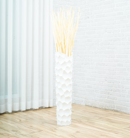 Large Mango Wood Floor Vase – Handcrafted Decorative Highlight from Thailand, 26 inches