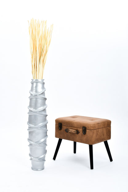 Large Mango Wood Floor Vase – Handcrafted Decorative Highlight from Thailand, 34 inches