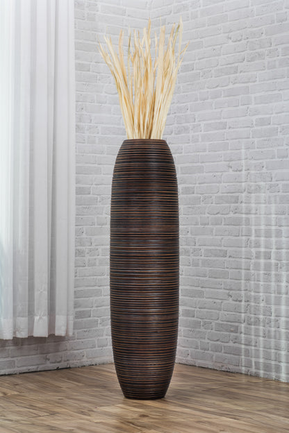 Large Mango Wood Floor Vase – Handcrafted Decorative Highlight from Thailand, 41 inches