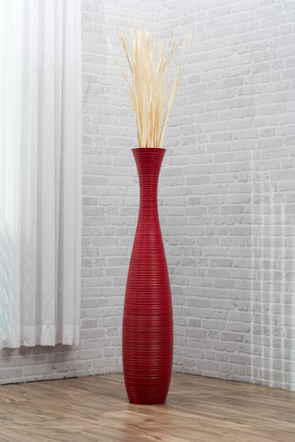 Large Mango Wood Floor Vase – Handcrafted Decorative Highlight from Thailand, 41 inches