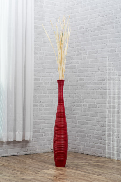 Large Mango Wood Floor Vase – Handcrafted Decorative Highlight from Thailand, 34 inches