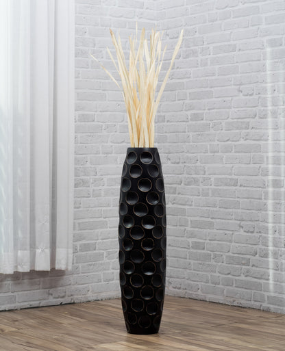 Large Mango Wood Floor Vase – Handcrafted Decorative Highlight from Thailand, 26 inches