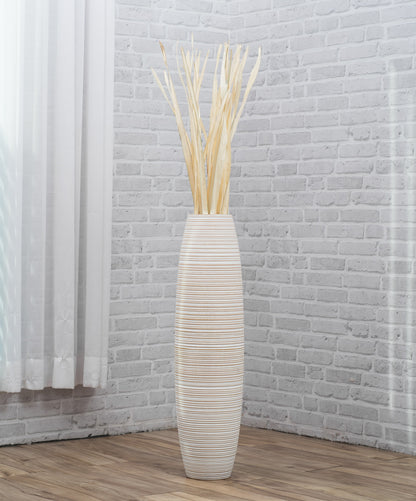 Large Mango Wood Floor Vase – Handcrafted Decorative Highlight from Thailand, 26 inches
