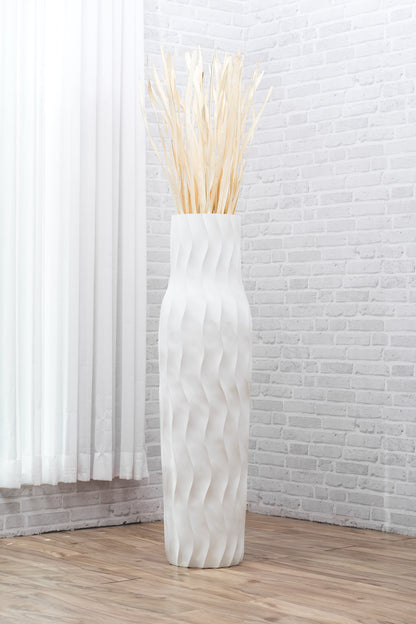 Large Mango Wood Floor Vase – Handcrafted Decorative Highlight from Thailand, 41 inches