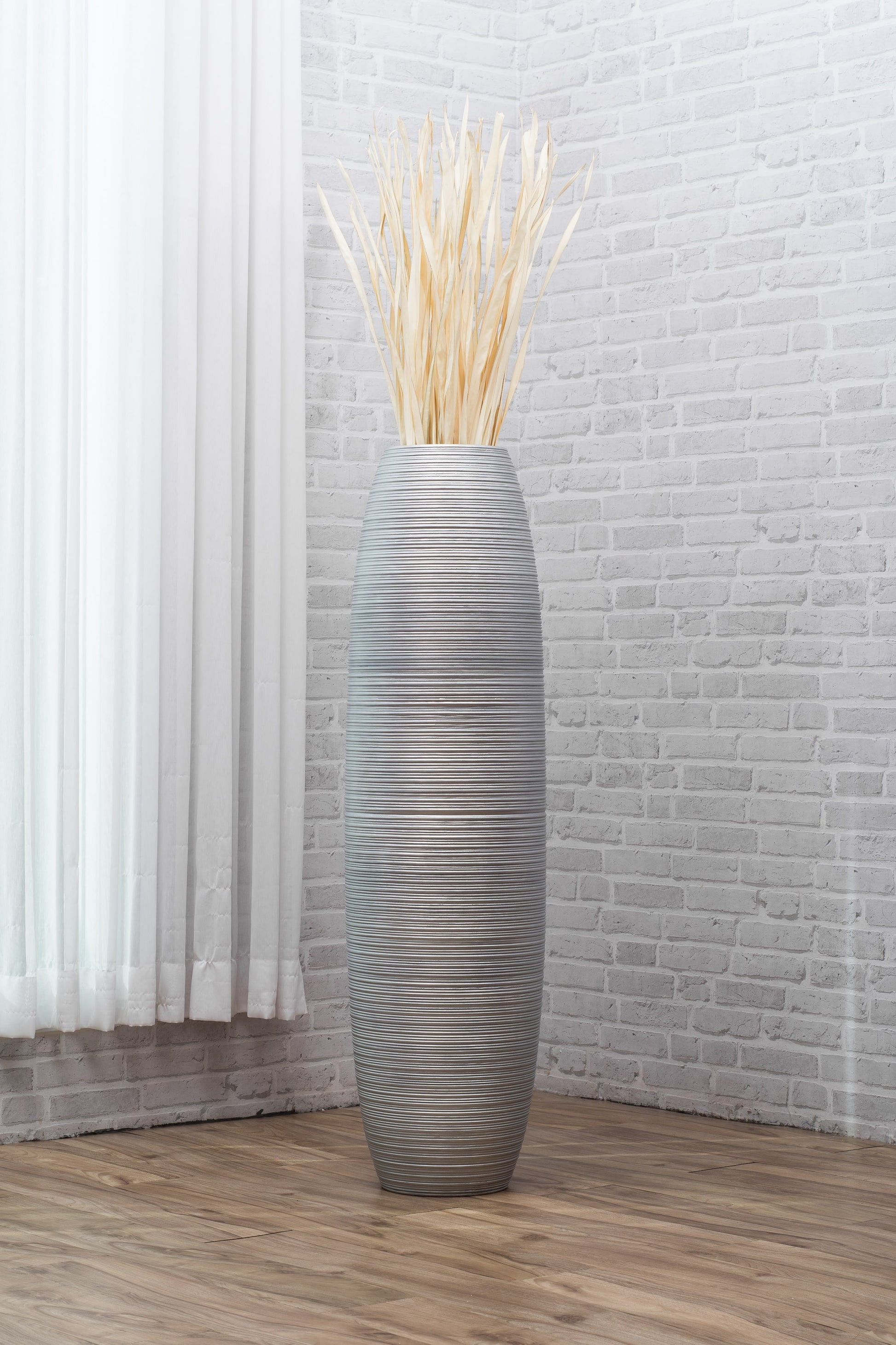 Large Mango Wood Floor Vase – Handcrafted Decorative Highlight from Thailand, 41 inches