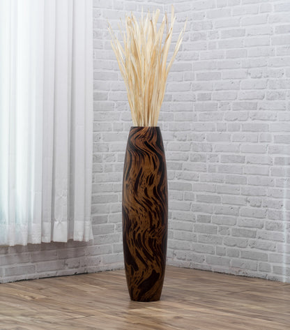Large Mango Wood Floor Vase – Handcrafted Decorative Highlight from Thailand, 26 inches